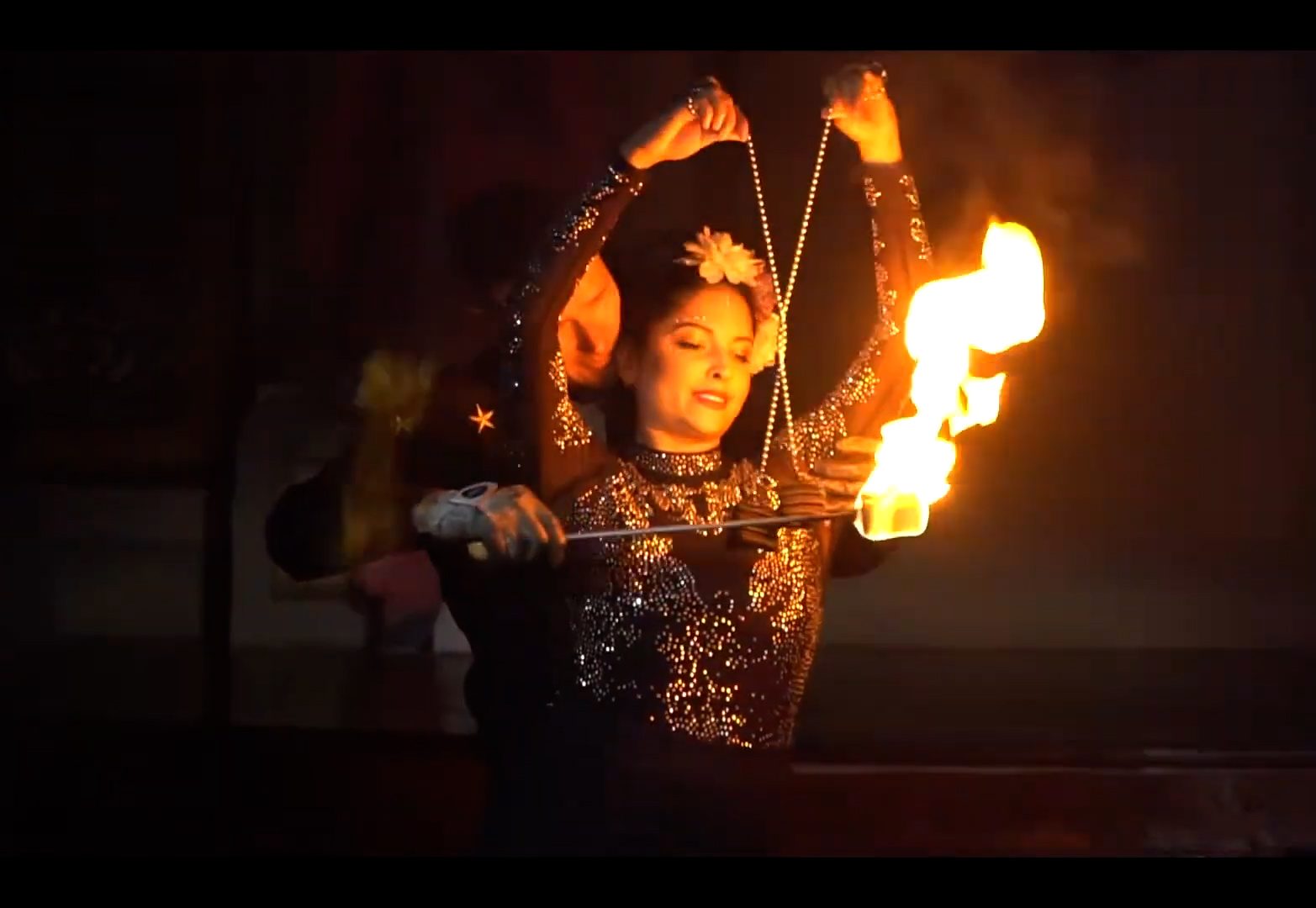 FireGuy doing a show with his wife.